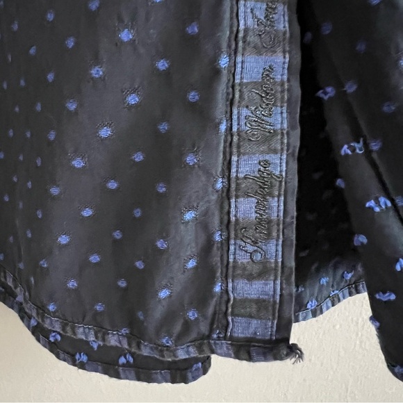 Robert Graham Button Shirt Mens XL Black Blue Dot Striped Flip Cuff Long Sleeve - Picture 4 of 15